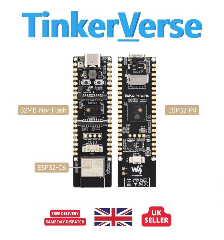 Waveshare ESP32-P4 WIFI6 + ESP32-C6 Development Board - Dual-Core 360MHz