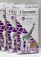 3-pairs Cherilon Quality Opaque Thigh High Socks Melon 60 Denier One Size