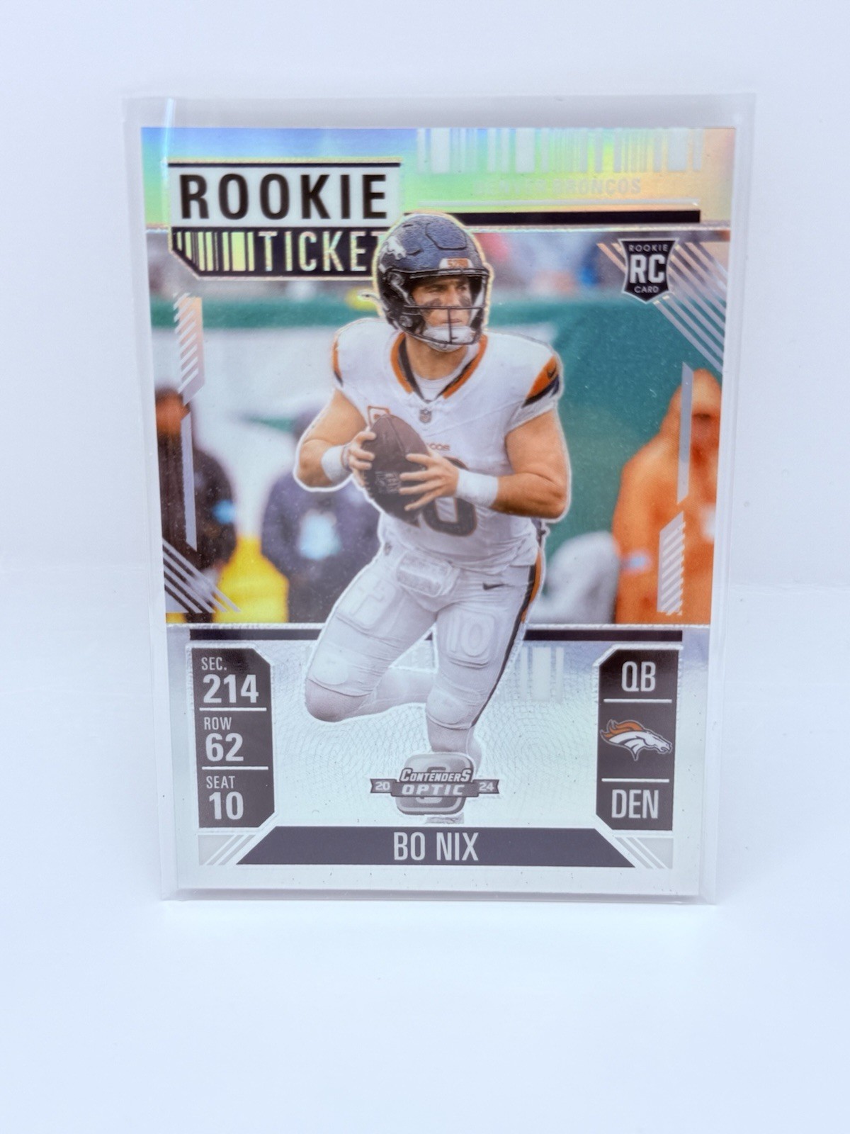 2024 Panini Contenders Optic Bo Nix SP Silver Prizm Rookie Ticket #62 📈