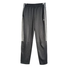 Adidas Boys 3-Stripes Track Pants Youth L 14/16 Gray Open Hem Tricot Joggers