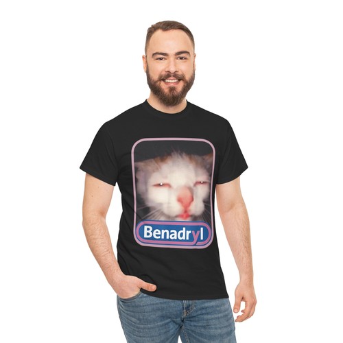 Benadryl Meme Cat Benny Cute & Funny T-Shirt - Picture 13 of 38