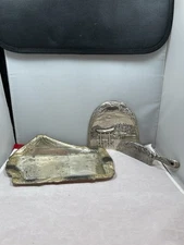 Vintage Made in Occupied Japan Dragon Metal Silent Butler Crumb Tray Set