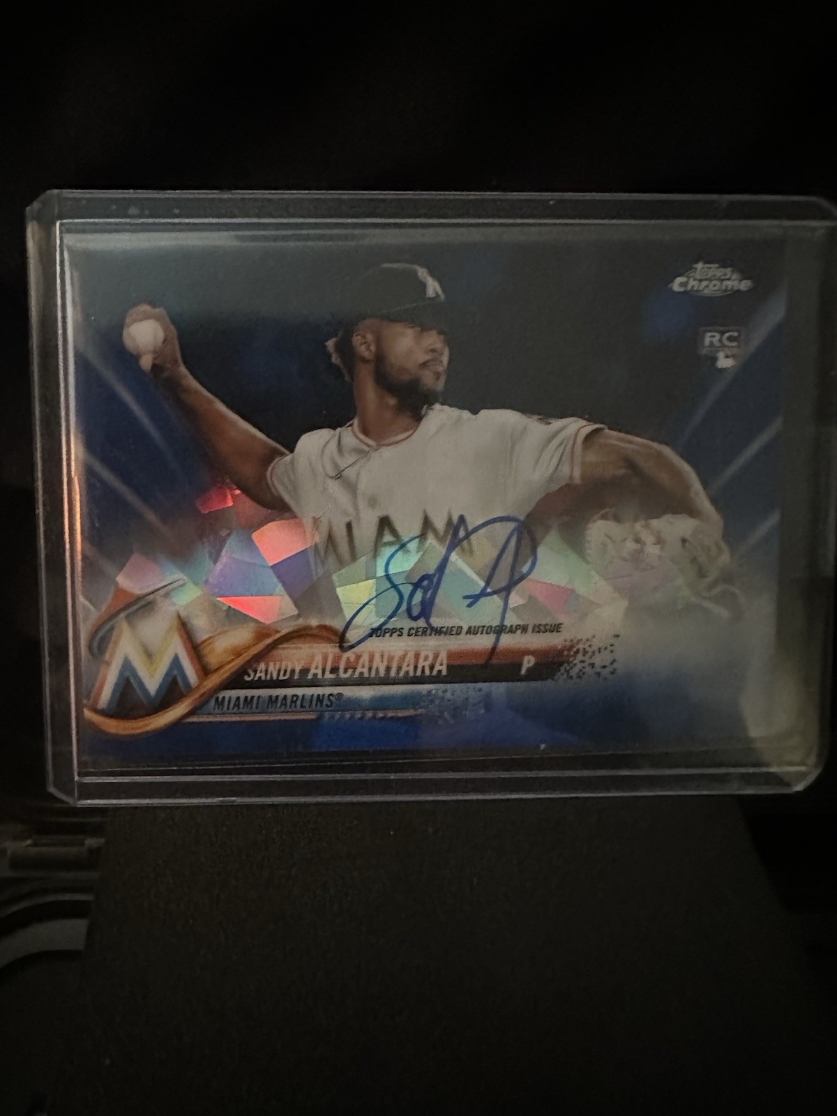 2018 Topps Chrome Sapphire SANDY ALCANTARA Rookie Auto Marlins On-Card RC #AC-SA