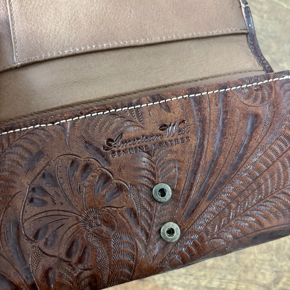 Cartera francesa vintage de cuero American West Tooled Foto 4 de 4
