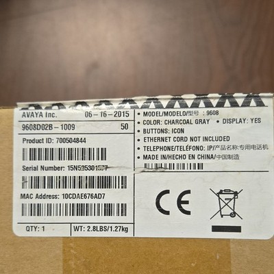 Avaya 9608 9600 Series VoIP IP Desk Phone Charcoal Gray 8-Line Display