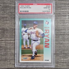 Fleer 1992 Nolan Ryan #320 Texas Rangers PSA 10 Baseball Card Base Set