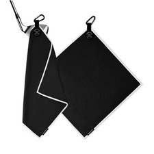 Magnetic Golf Towel-Premium Ultra Absorbent and sandfree Waffle Black 16"x16"