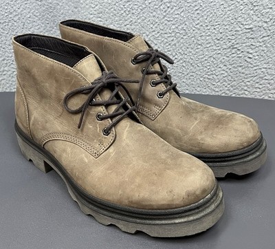 Ecco Grainer Chukka Boots Mens 13-13.5 EU47 Camel Brown Leather Lace Up Comfort