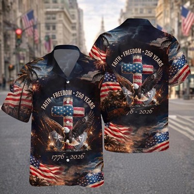 America 250th Anniversary Hawaiian Shirt, 250 Years Of Freedom Button Shirt