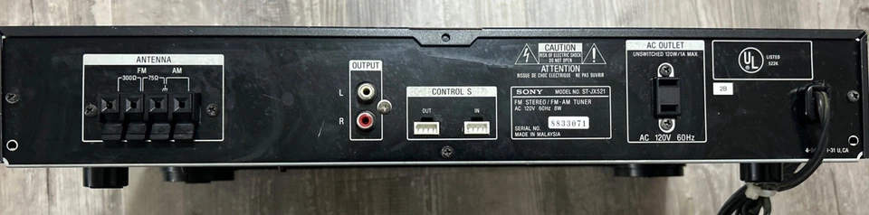Modelo Sony: ST-JX521 AM/FM Sintonizador Estéreo de Estante-8 Vatios-Probado Funciona Sin Control Remoto Foto 3 de 4