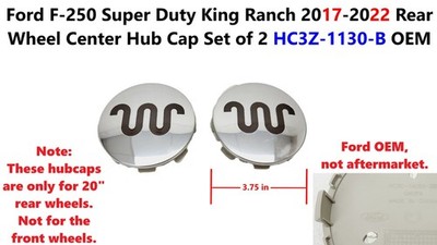 Ford F250SD King Ranch 2017-2022 Rear Wheel Center Hub Cap Set of 2 HC3Z-1130-B