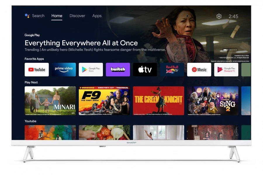 Sharp Smart TV 32 Pollici HD Ready LED Android DVBT2/C/S2 HDMI Bianco 32FH2EW - Immagine 2 di 3