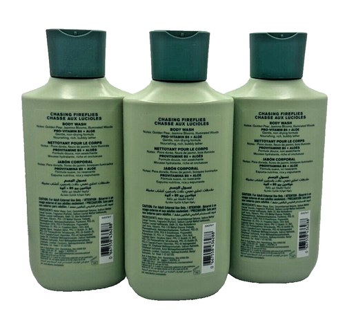 Bath & Body Works LOT 3 Chasing Fireflies Body Wash Shower Gel 10 oz Vit B5 Aloe - Picture 2 of 2