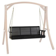5FT Heavy Duty 880 LBS Outdoor Swing Chair Bench Wooden Porch Swing with Chains