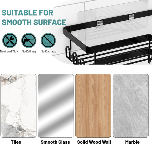 Eck Duschcaddy, 3er Pack selbstklebende Badaccessoires mit Seifenhalter, Aufbewahrung - Bild 5 von 12