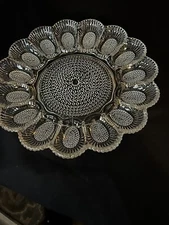 Vintage Hobnail Deviled Egg Dish/Platter-Heavy Glass-15 Eggs