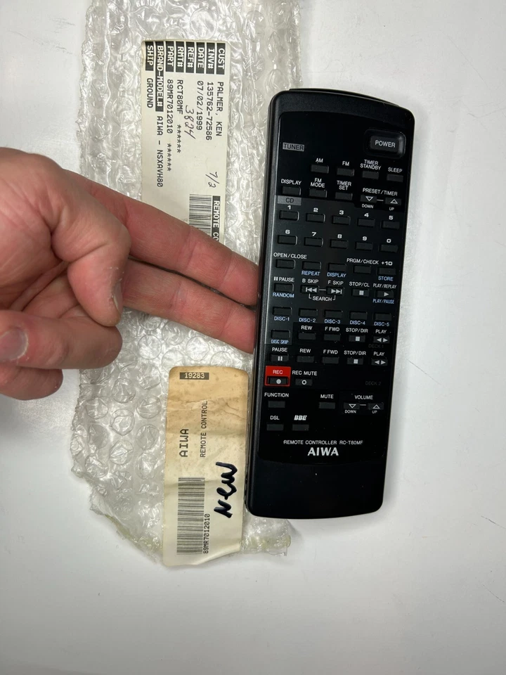 AIWA RC-T80MF Remote Control OEM NOS for DX-M80 Stereo System DX-M90M CD Changer - Image 2 of 3