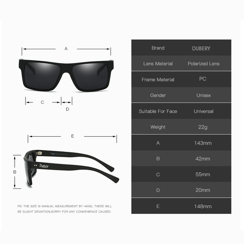 DUBERY Herren Sport Polarisierte Sonnenbrille Quadratisch Kohlefaser Bügel Fahrbrille - Bild 8 von 17