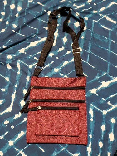 Borsa donna incrociata 4 tasche bordeaux nuova