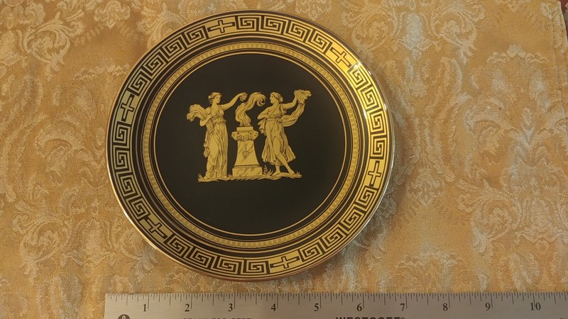 Vintage Greece Hand 24 K Gold Hand Painted Ceramic of Gods Greek Ayahtai. 
