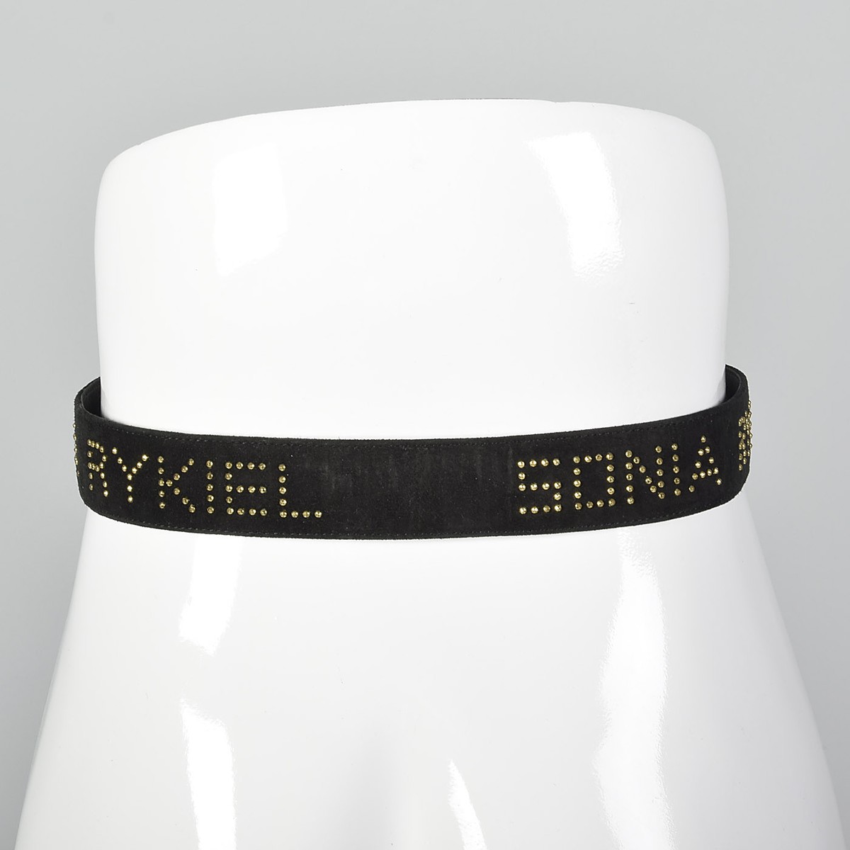 Sonia Rykiel leather gold studs wrap around belt Small 1990s Sonia Rykiel Studded Leather Belt Black Suede  main image 4