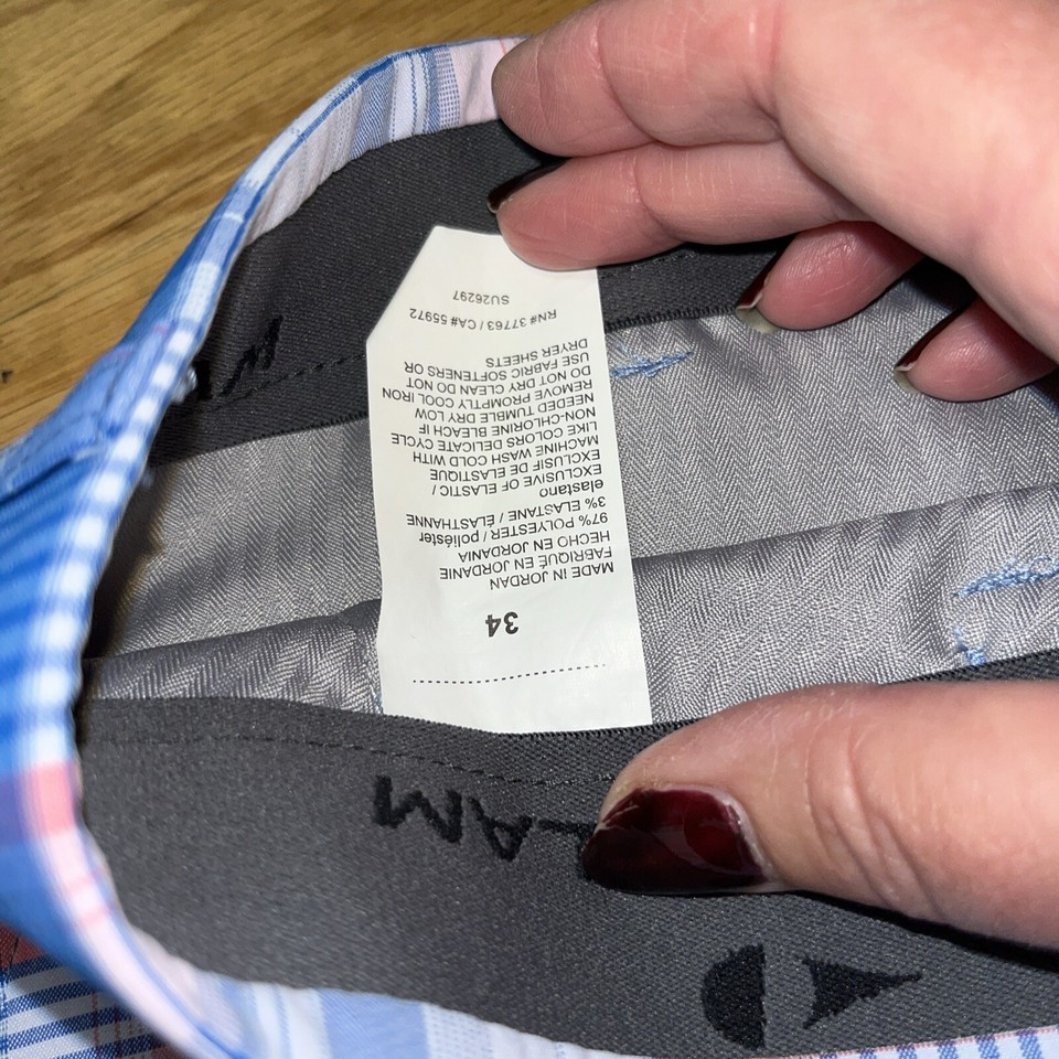 Grand Slam Mens Shorts Size 34 Blue Pink Colorful Plaid Golf Active