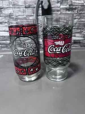 2 Vintage Coca Cola 70's 16 oz Glasses