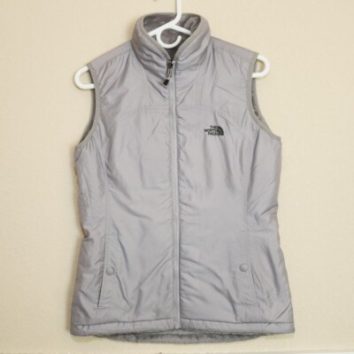 The North Face Womens Mossbud Insulated Reversible Vest Fuzzy Gray Size  Small S