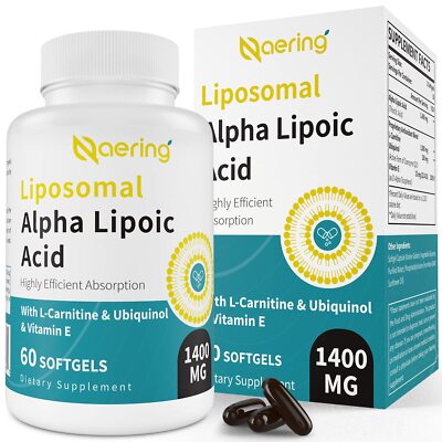Naering Liposomal Alpha Lipoic Acid 1400mg   Energy & Antioxidant, 60 Softgels