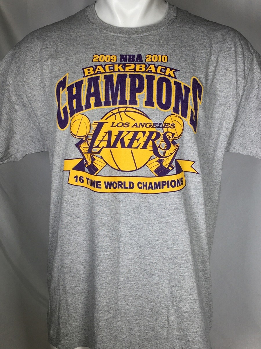 Los Angeles Lakers Back To Back 2009 2010 Champions T-Shirt Grey