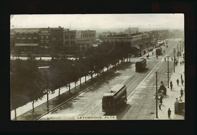 Lethbridge Alberta a tree-lined street in Lethbridge Alberta Th- Old Photo