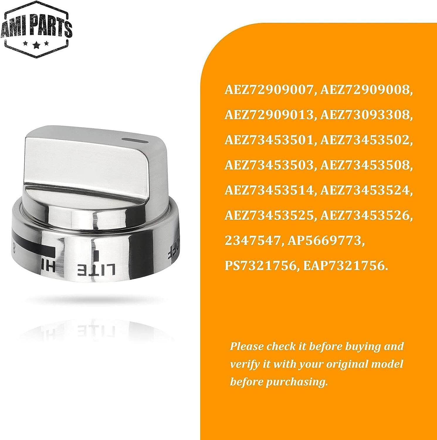 AEZ73453509 Stove Knobs Stainless Steel FITS LG Kenmore Gas Stove Range