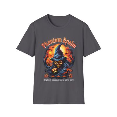 Phantom Realm Evil Pumpkin Halloween T-Shirt, Spooky Ghost Scary October Tee