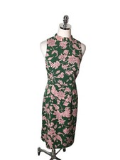 Lulus Dress Women's Size Small Green Pink Floral Knee Length Sleeveless