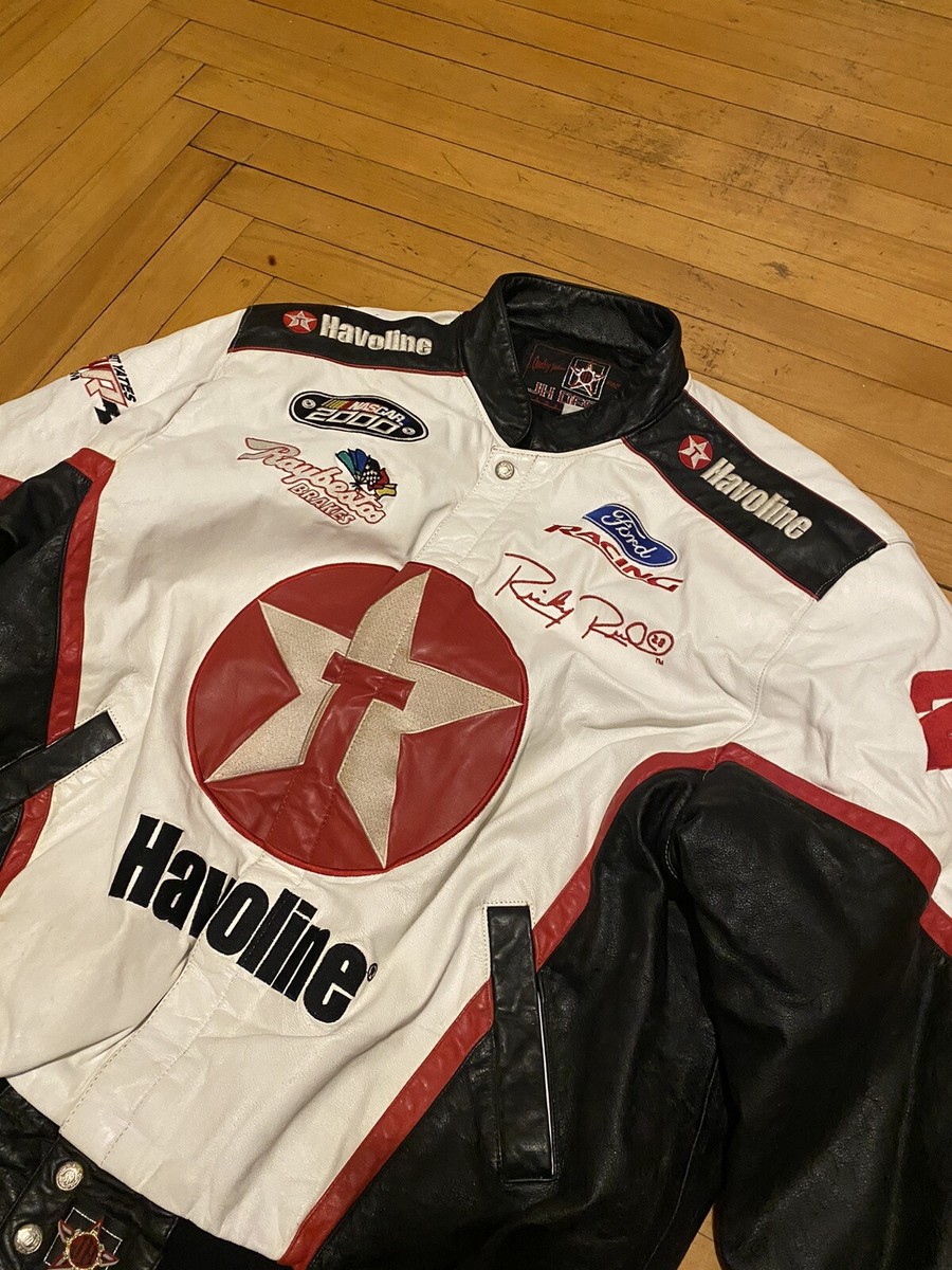 JH DESIGNS NASCAR RACING JACKET Ricky Rudd Xxl White Leather 