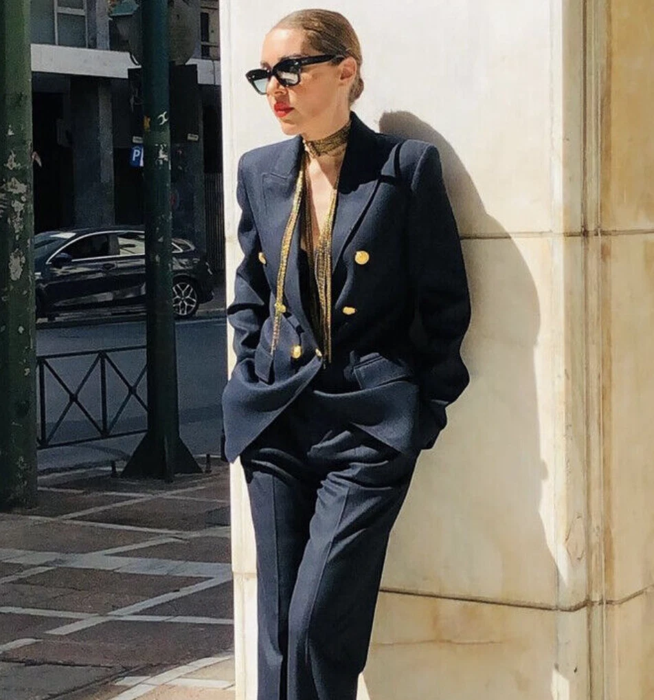 Gold button hotsell blazer womens