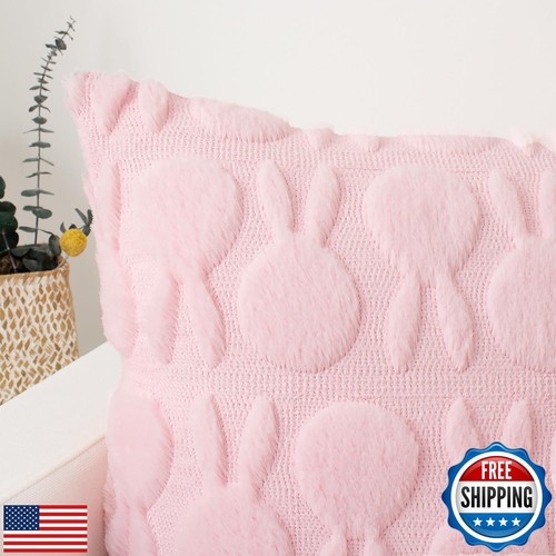 UGASA Mothers Day Pillow Covers 18x18 Inch Set of 2 Super Soft Rabbit Pattern - 第 2/5 張圖片