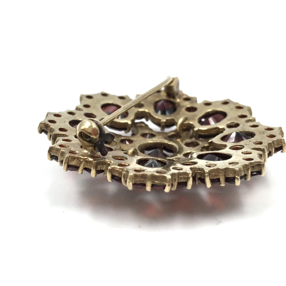 Broche de oro amarillo de 8kt joyería de granate de oro 333 broche de granate... - Imagen 4 de 4