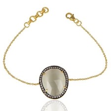 White Moonstone CZ 14K Gold Plated Sterling Silver Bracelet Jewelry