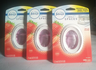 (3) Febreze Small Spaces Air Freshener, Berry & Bramble Scent, Prevents Odor 