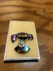 2pc Vintage ROTARY TELEPHONE BROOCH Pin Rhinestone Enamel Costume Jewelry