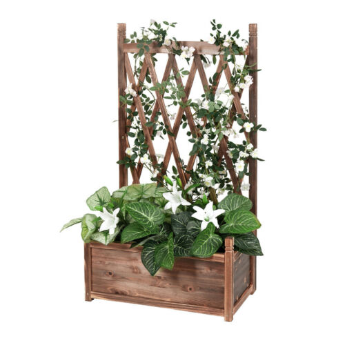 Extra Large Wooden Raised Plant Bed Garden Elevated Planter Box with Trellis - Picture 2 of 12