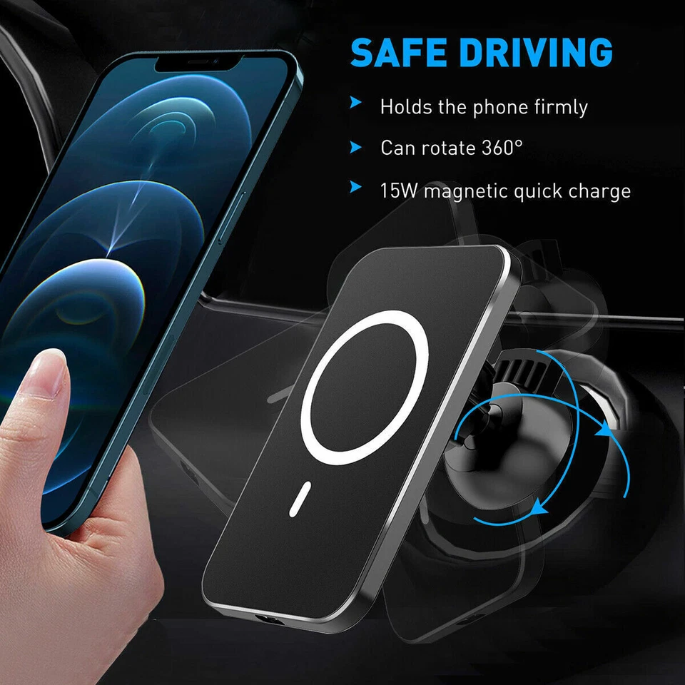 Беспроводное магнитное зарядное устройство 15 Вт автомобильный держатель для iPhone 13 14 Pro Max Air Vent - Изображение 2 из 4