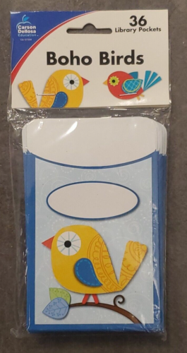 2 Carson Dellosa Education 36 Library Pockets Boho Birds CD 121009