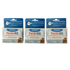 Lot of 3 Boxes - FeverAll Infants Acetaminophen Suppositories - 18pc EXP 7-2026