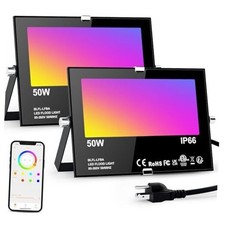 LED Flood Lights RGB Color Changing 500W Equivalent, Outdoor RGBW 50W-2Pack
