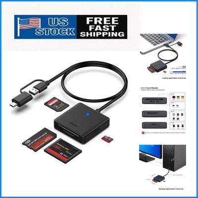 Lector De Tarjetas De Memoria, Usb 4 En 1 Lector De Tarjetas Usb-c A Sd Micro...