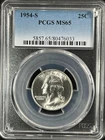 1954-S 25C Washington Quarter Dollar PCGS MS65    80476033