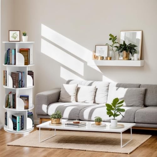 4 Tier Rotating Bookshelf Tower, 360 Degree Revolvin Bookcase,Spinning - Picture 2 of 6