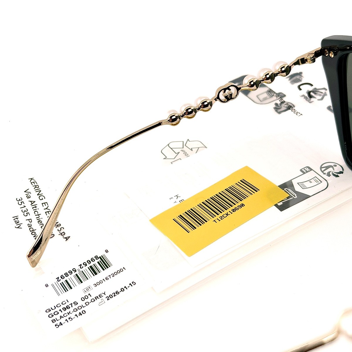 GUCCI GG1967S Gold Black 1967 GG Pearl Logo Oversized Geometric